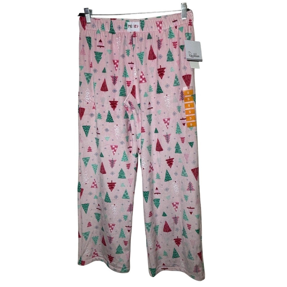 Roudelain Pink Christmas Tree Plush Pajama Pants Size small Cozy Super soft NWT